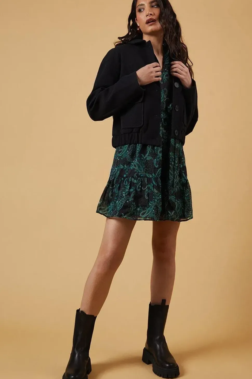 Faux Wool Bomber Jacket