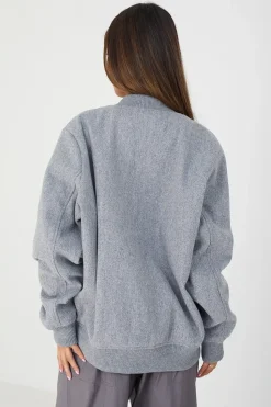 Faux Wool Bomber Jacket