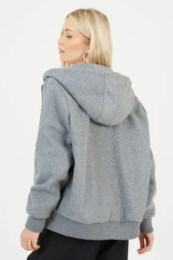 Faux Wool Hooded Bomber Jacket