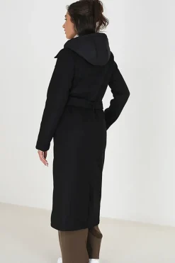 Faux Wool Maxi Hooded Trench Coat