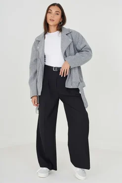 Faux Wool Oversized Biker Style Jacket