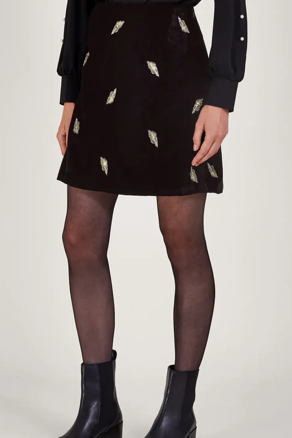 Faye Embellished Velvet Skirt