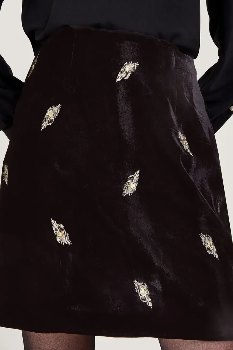 Faye Embellished Velvet Skirt