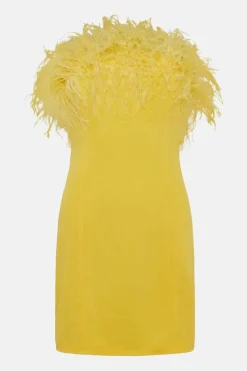 Feather Bandeau Mini Dress
