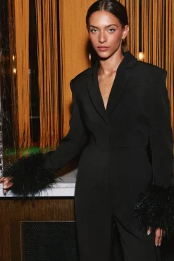 Feather Cuff Tailored Jumpsuit