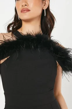 Feather Off Shoulder Jumpsuit