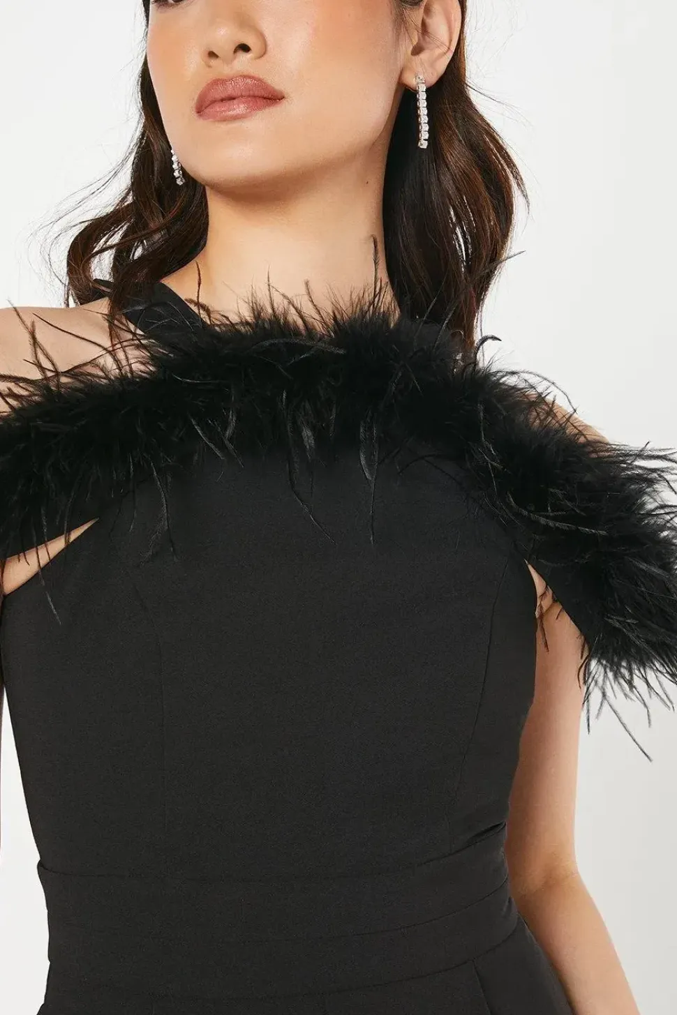Feather Off Shoulder Jumpsuit