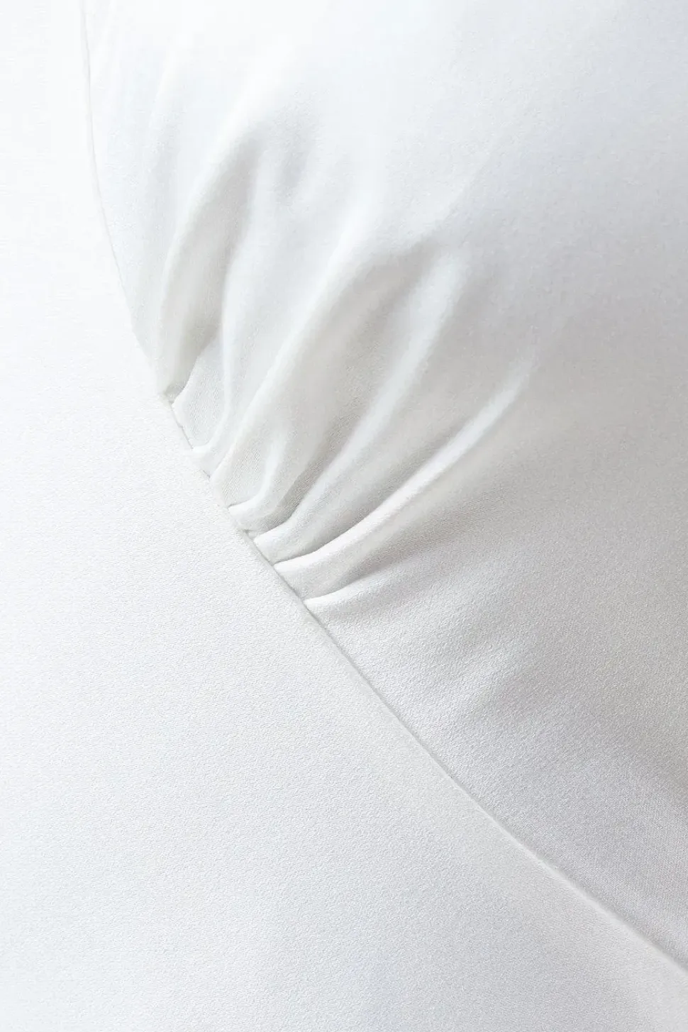 Feather Trim V Neck Satin Wedding Dress