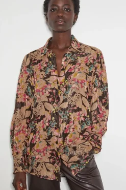 Felicity Metallic Floral Shirt Black
