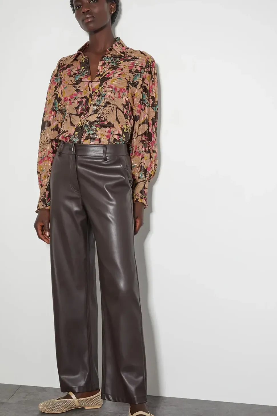 Felicity Metallic Floral Shirt Black