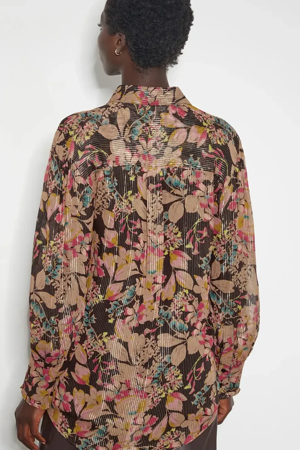 Felicity Metallic Floral Shirt Black