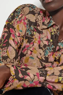 Felicity Metallic Floral Shirt Black
