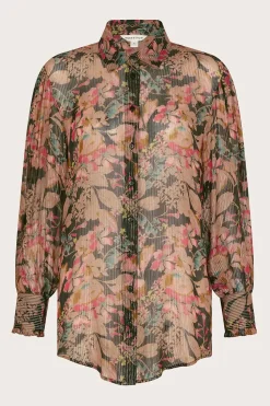 Felicity Metallic Floral Shirt Black