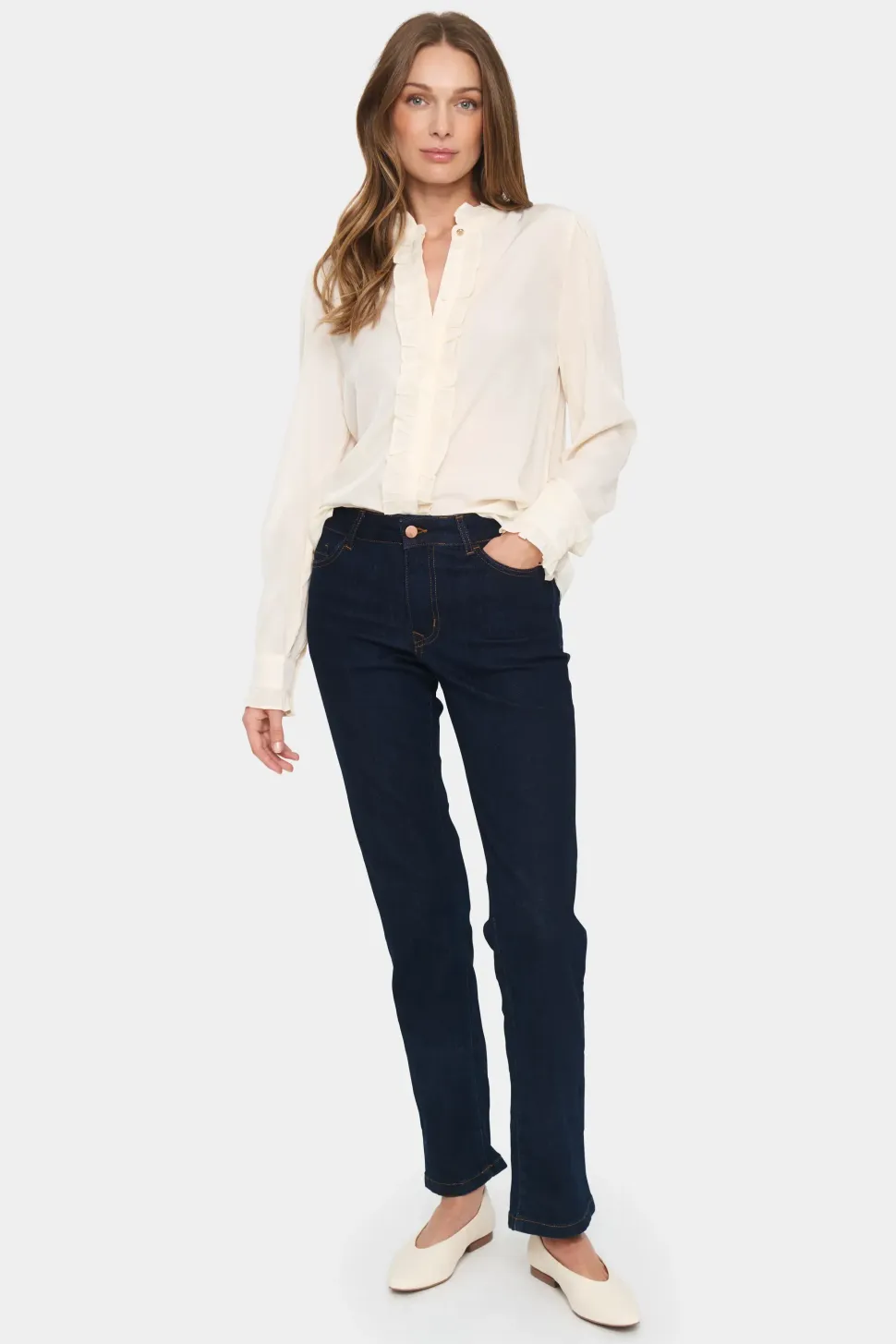 FelinaSZ Frills Mandarin Collar Shirt-