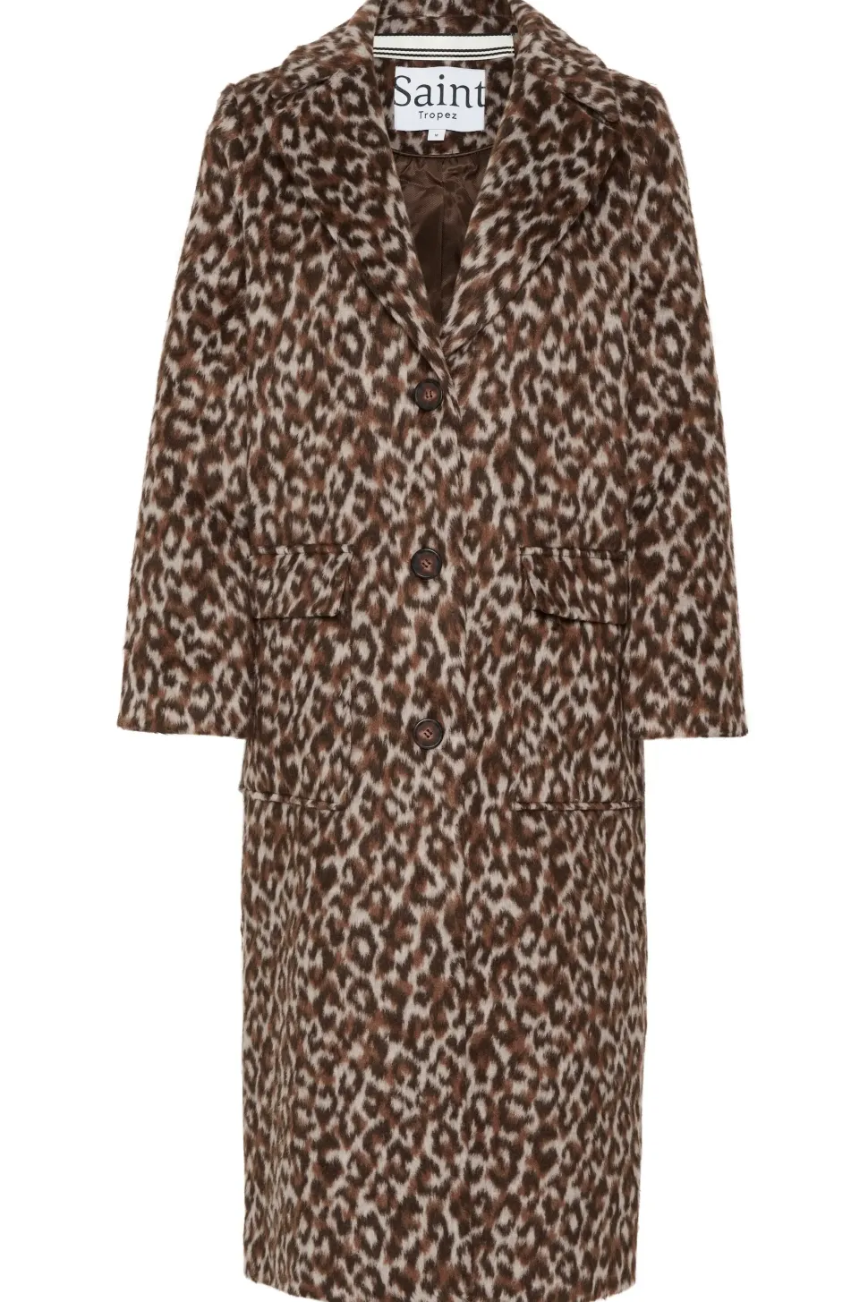 Fideli Single Breasted Printed Coat-Animal Print
