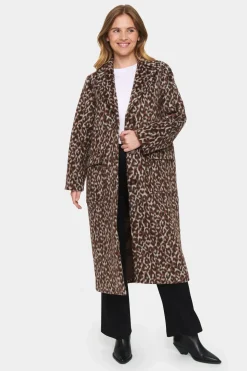 Fideli Single Breasted Printed Coat-Animal Print