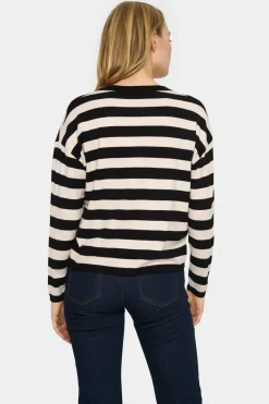 Fikam V-neck Long Sleeve Pullover-Striped