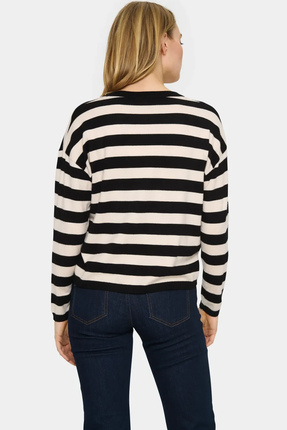 Fikam V-neck Long Sleeve Pullover-Striped