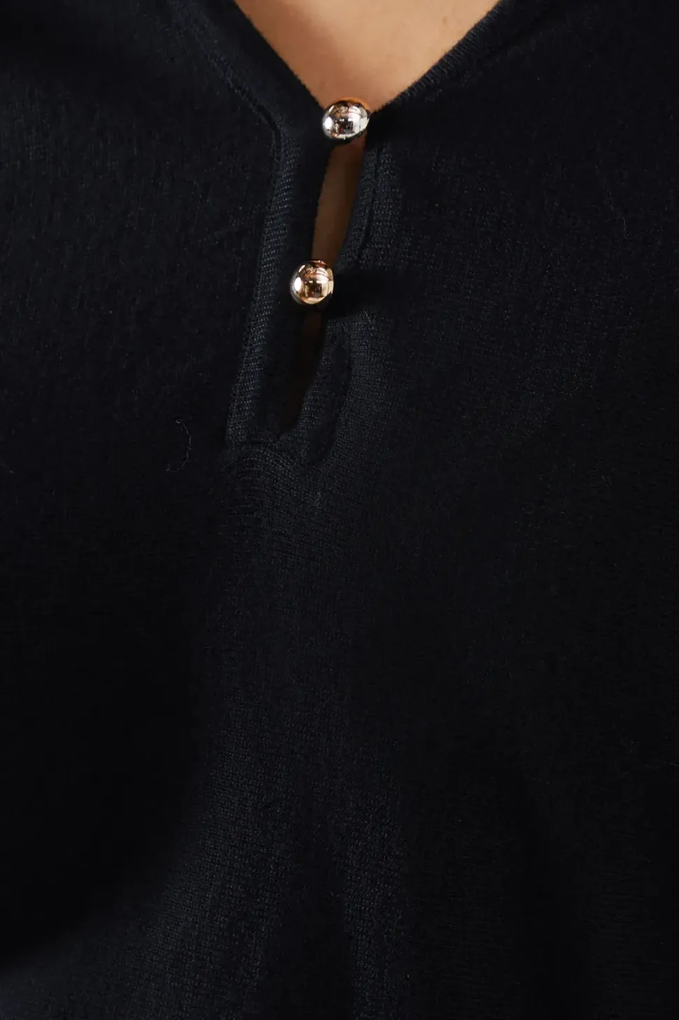 Fine Gauge Button Front V Neck Knitted Top