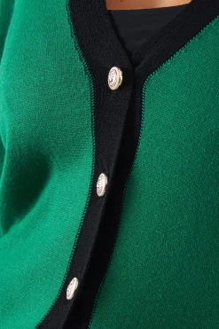 Fine Gauge Tipped Button Down Cardigan