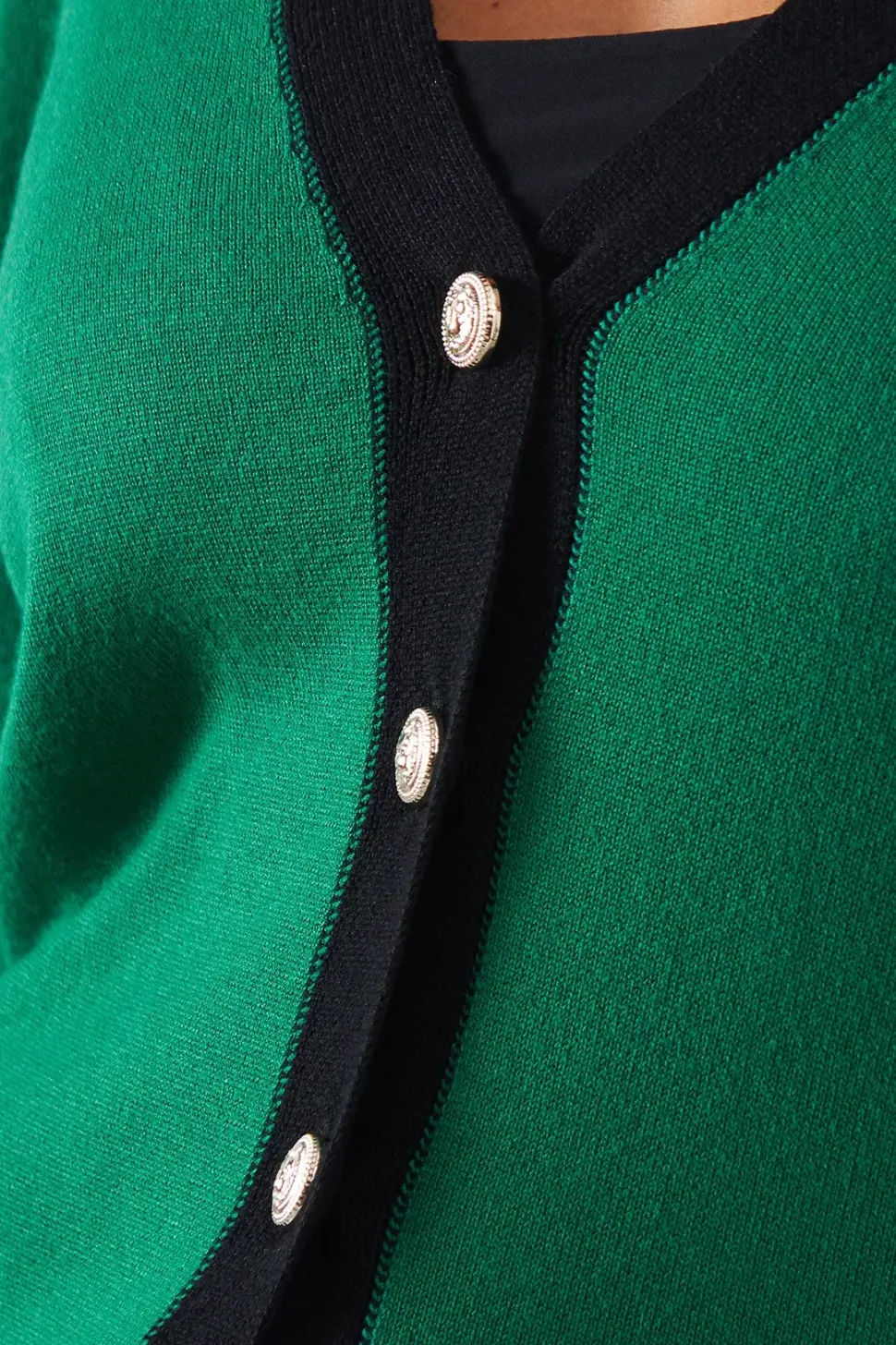 Fine Gauge Tipped Button Down Cardigan