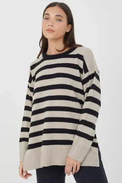 Fine Stripe Oversized Knitted Jumper