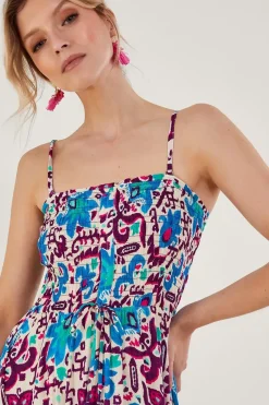 Fire Flower Ikat Cami Dress