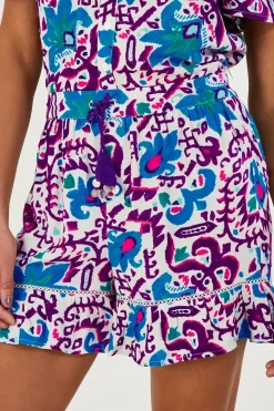 Fire Flower Ikat Print Shorts