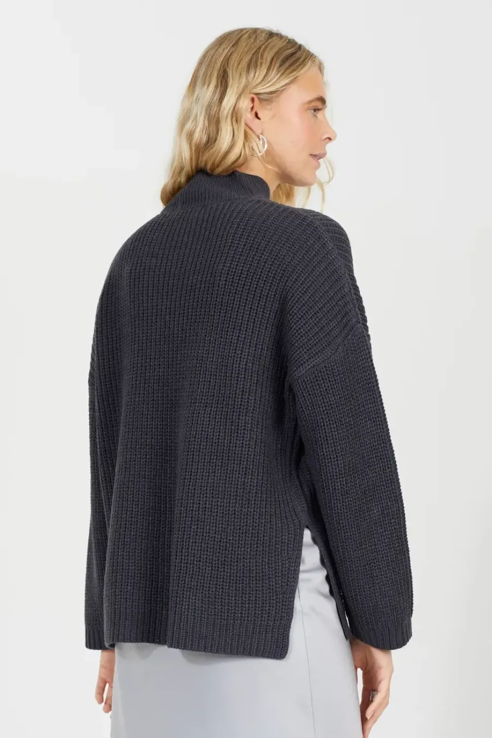 Fisherman Knit Funnel Neck Jumper