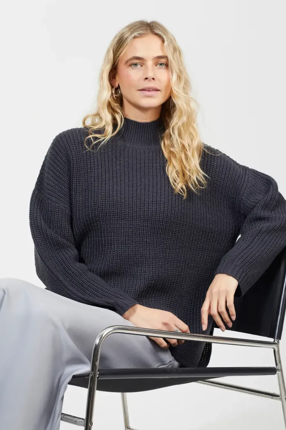 Fisherman Knit Funnel Neck Jumper