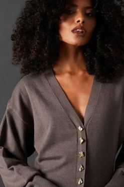 Fit And Flare Plunge V Neck Cardigan