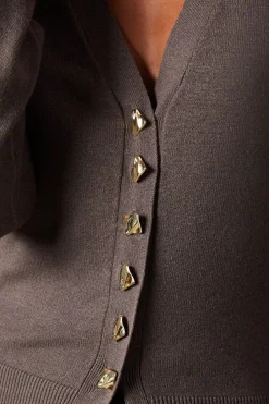 Fit And Flare Plunge V Neck Cardigan