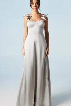 Fitted Bodice Satin Bridesmaids Dress