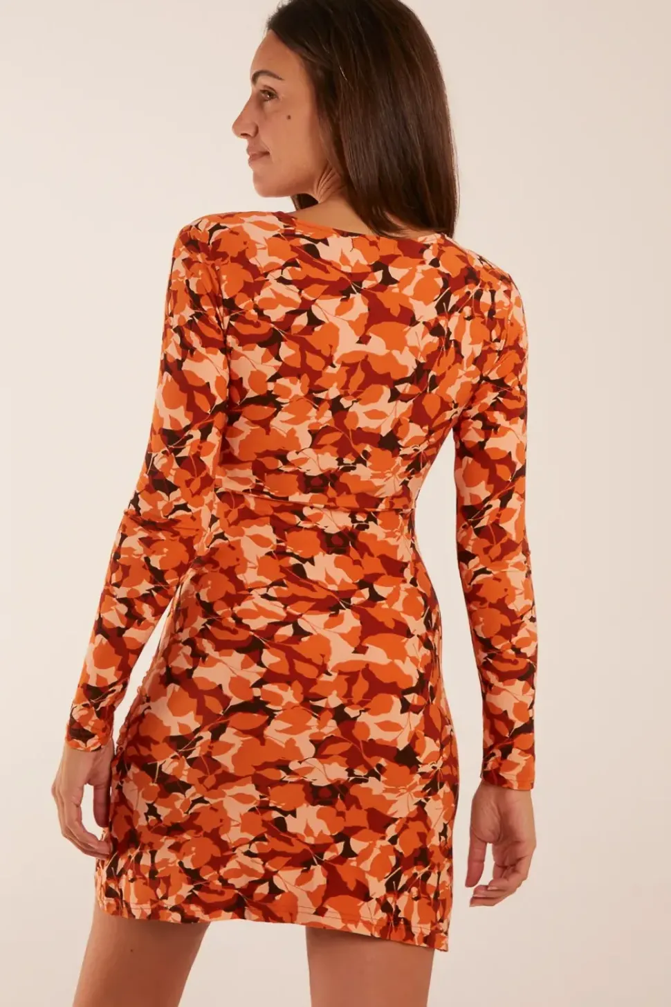 Fixed Wrap Gathered Mini Dress