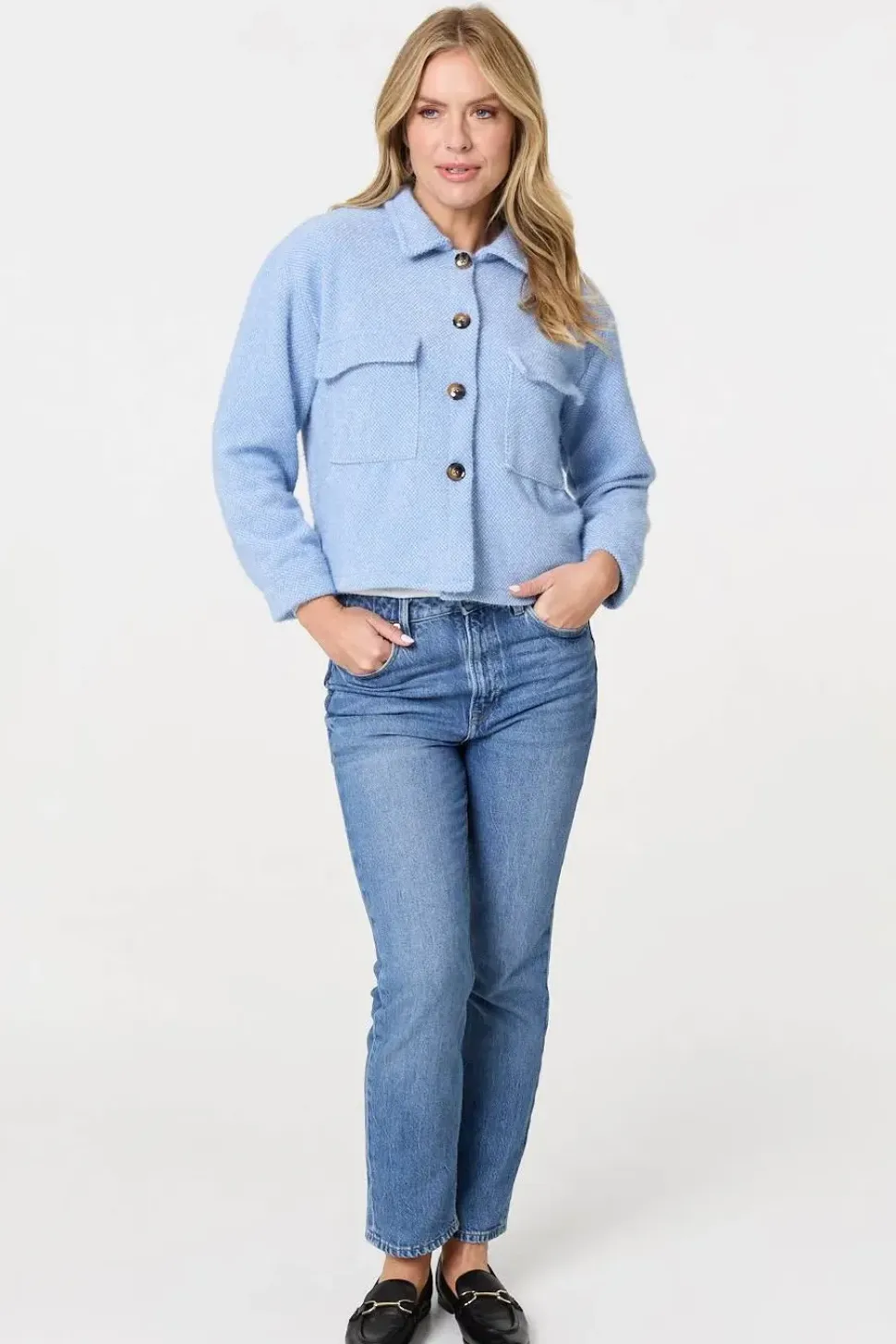 Flannel Cropped Pocket Front Shacket