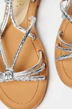 Fleur Metallic Knotted Front Flat Sandals