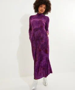 Flocked Print Maxi Dress