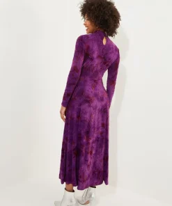 Flocked Print Maxi Dress
