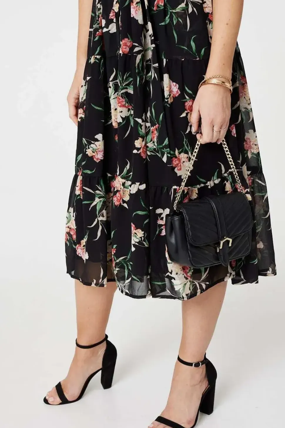 Floral Angel Sleeve Shirt Dress