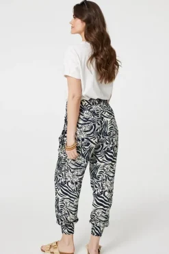 Floral Animal Print Harem Trousers