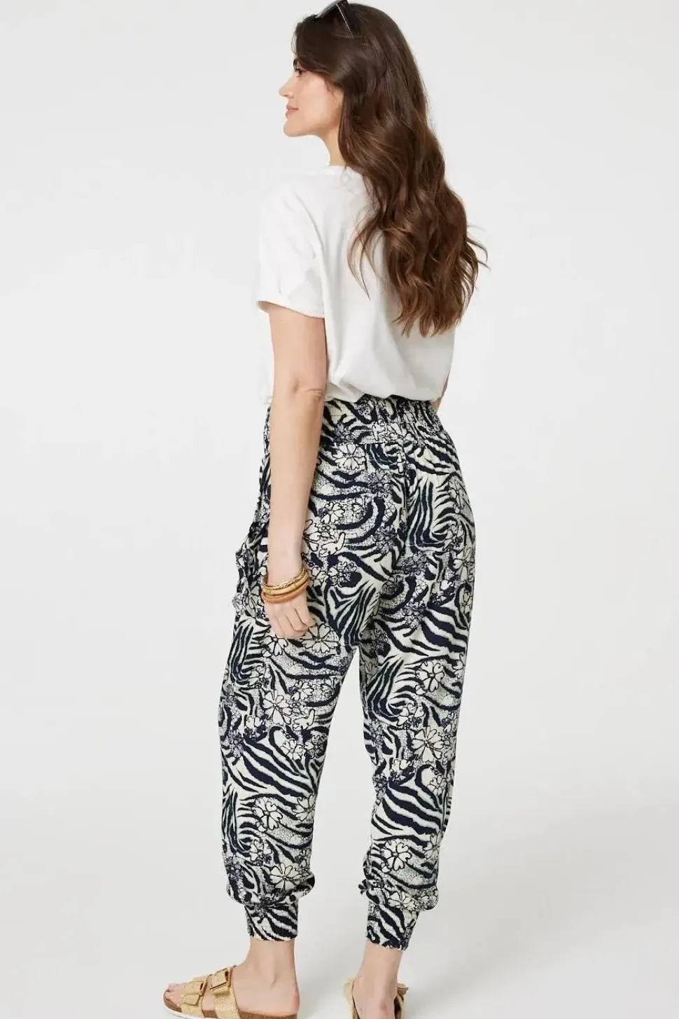 Floral Animal Print Harem Trousers