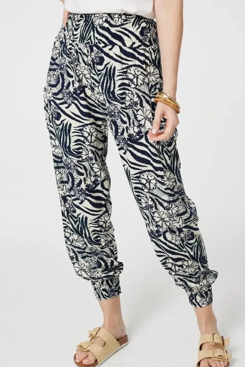 Floral Animal Print Harem Trousers