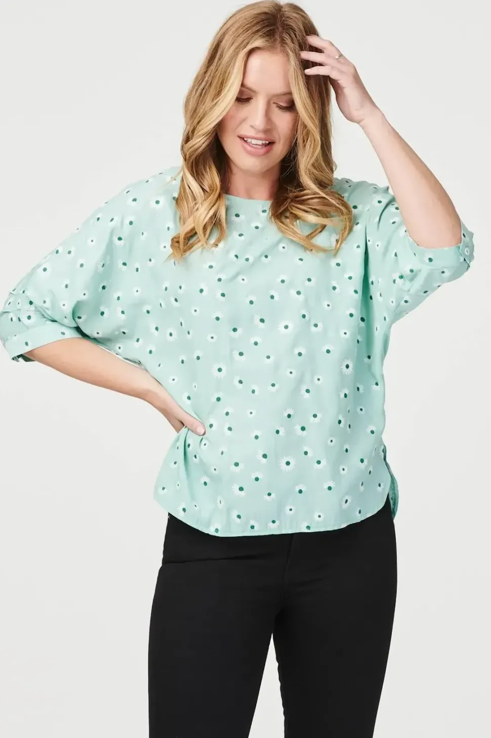 Floral 3/4 Batwing Sleeve Blouse