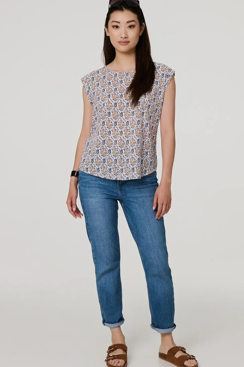 Floral Cap Sleeve Relaxed Top