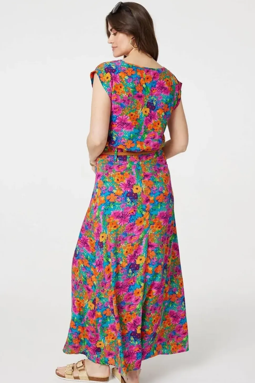 Floral Cap Sleeve Round Neck T-Shirt