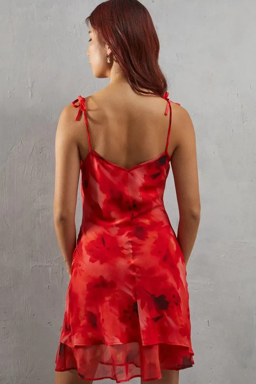 Floral Chiffon Bias Double Layer Strappy Mini Sundress