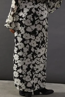 Floral Chiffon Column Maxi Skirt