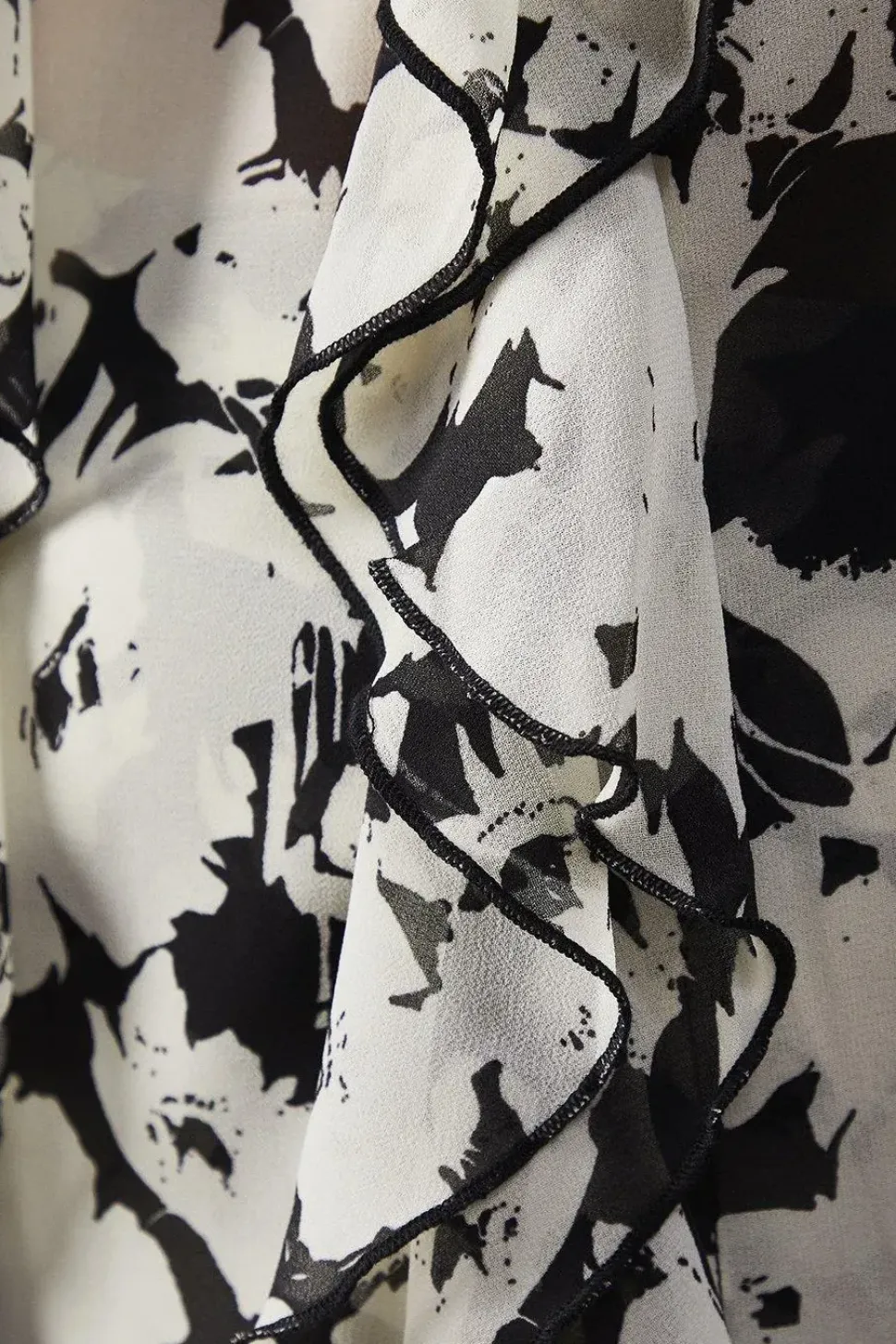 Floral Chiffon Ruffle Front Blouse