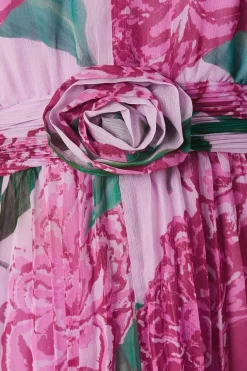 Floral Corsage Waistband Midi Dress