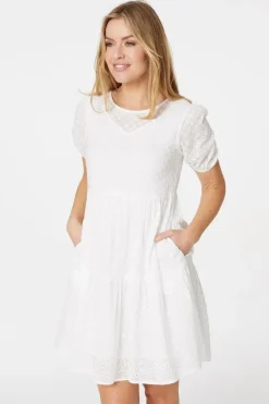 Floral Cotton Short Smock Dress